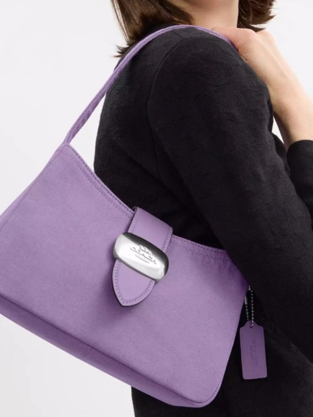 NWT COACH Eliza Shoulder Bag in Iris Purple Denim - Picture 2 of 8